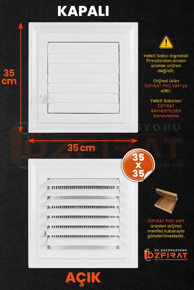 Menfez 35x35 CM / Banyo, Tuvalet - WC Havalandırma Menfezi / Plastik / Beyaz ürün görseli 1