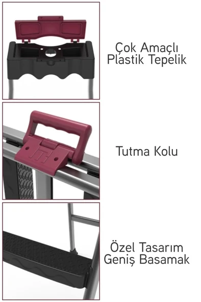 Perilla Comfort Plastik Basamaklı Merdiven 3+1 51203 - Resim 3