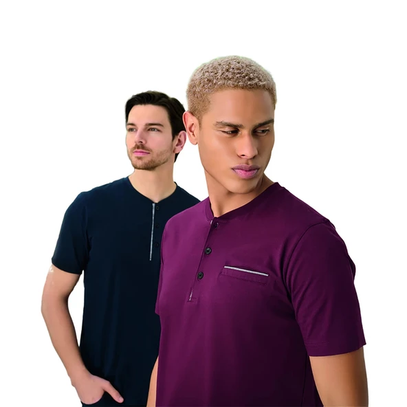 Elitepoint 1550 Erkek Yazlık Büyük Beden Uzun Kol Uzun Alt Pijama Takımı - Resim 6