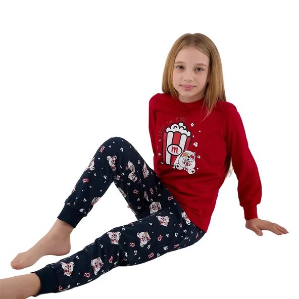 RolyPoly RP3678-G Anne Kız Kışlık İkili Pijama Takım (Kız Garson Boy) - Resim 3