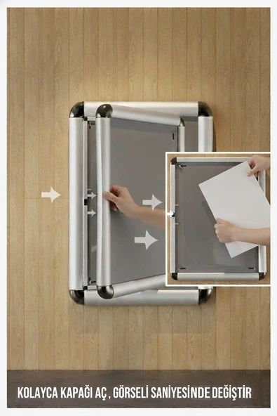 A3 Rondo Çerçeve Tak Çıkar 30x42 cm 1 Adet Afiş Çercevesi Aç Kapa Çerçeve A3 Açılır Kapanır Çerçeve - Resim 2