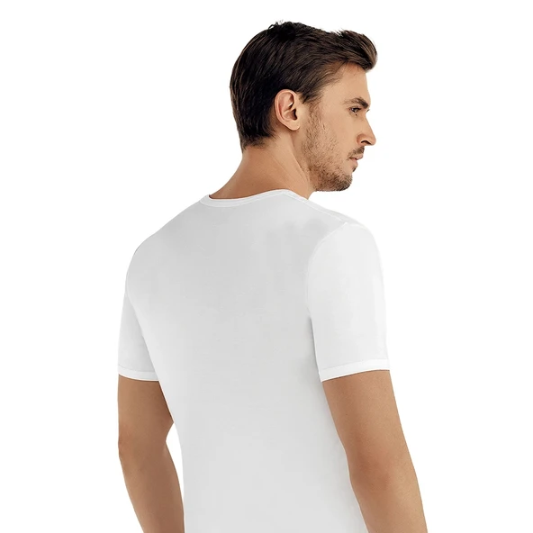 Şahinler E001 6lı Paket Erkek %100 Pamuk Beyaz Bisiklet Fanila XS - Resim 2