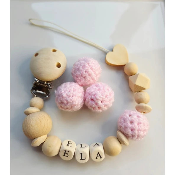 Hellemyst Kalpli Pembe Isimli Bebek Emzik Zinciri Askısı ürün görseli 1