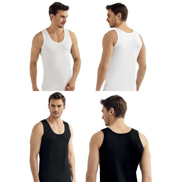 Şahinler E002-E005 6lı Paket Erkek Atlet %100 Pamuk 3Beyaz-3Siyah XXL ürün görseli 1