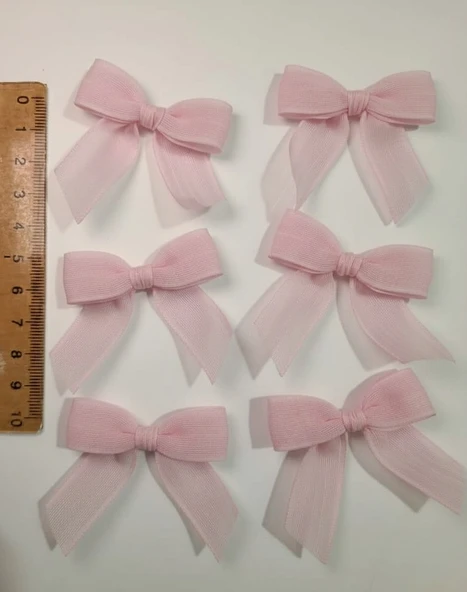 Pratikbox Keten Orta Boy Fiyonk / 1,5 cm'lik / Hediyelik / Süsleme / Pembe Renk / 50 Adet - Resim 2