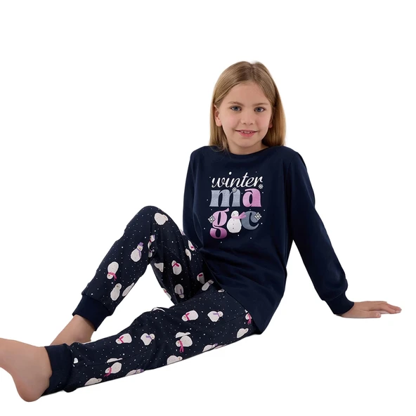 RolyPoly RP3712-G Kız Çocuk Garson Boy Kışlık İkili Pijama Takım - Resim 4