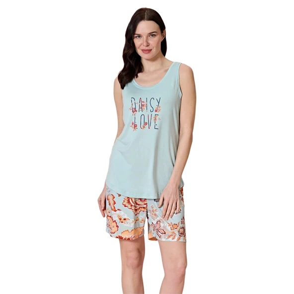 Over Sleep 1956 Kadın Şortlu Yazlık Viskon Pijama Takım ürün görseli 1