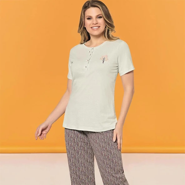 Over Sleep148 Kadın Yazlık Kısa Kol Pijama Takım ürün görseli 1