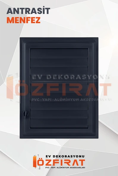 Menfez 25x45 CM / Banyo, Tuvalet - WC Havalandırma Menfezi / Plastik / Antrasit - Resim 2