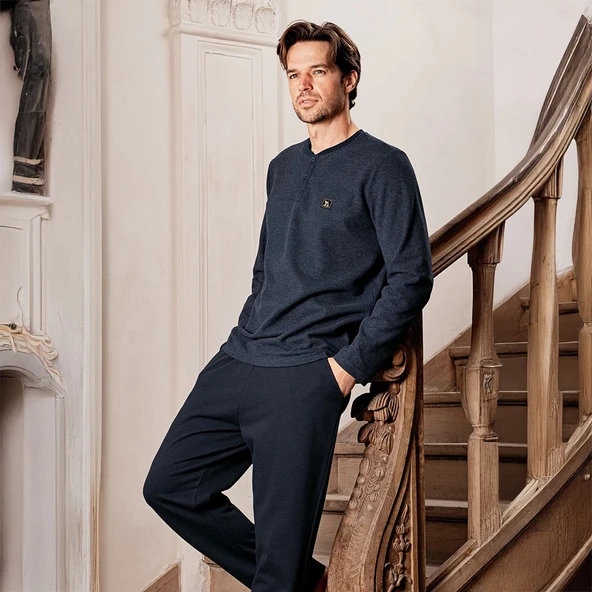 Arnetta AR3503-X Erkek Kışlık Büyük Beden İkili Pijama Takım - Resim 4