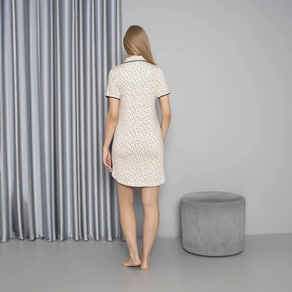 Confeo C840-764 Kadın Viskon Önü Düğmeli Kısakol Gecelik - Resim 4