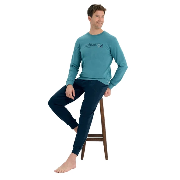 Over Sleep 2222 Erkek Kışlık Interlok Pijama Takım ürün görseli