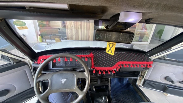 Tofaş Torpido Örtüsü & Konsol Kumaşı Kırmızı Püsküllü - Resim 4