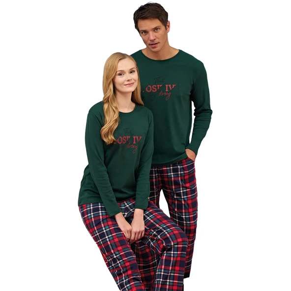 Over Sleep 2252 Erkek Eşli Yılbaşı Pijama Takım - Resim 2