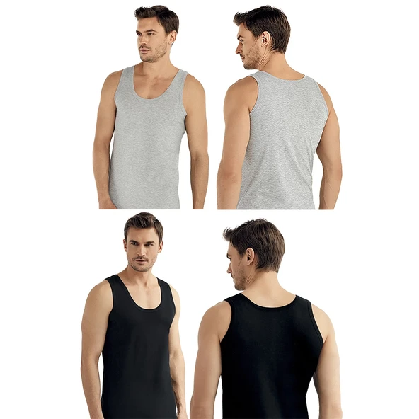 Şahinler E005 6lı Paket Erkek 3Gri-3Siyah Atlet M ürün görseli 1