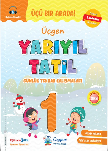 Üçgen 1.Sınıf Yarıyıl Tatil Kitabı (1.Dönem Konularını Kapsar)- Hikaye Seti Hediyeli - Resim 2