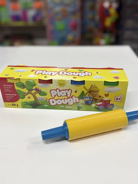 4'lü Çok Renkli Oyun Hamuru ve Merdanesi Oyun Seti ürün görseli 1