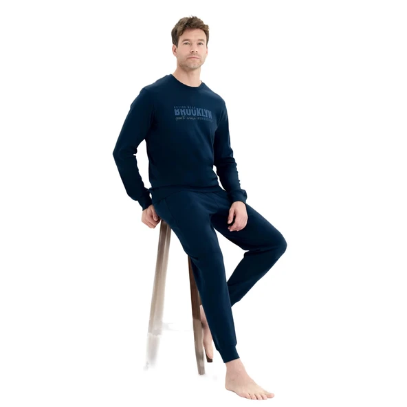 Over Sleep 2221 Erkek Kışlık Interlok Pijama Takım ürün görseli 1