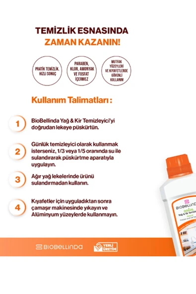 Biobellinda Yağ & Kir Temizleyici 750 Ml x 2 Adet - Resim 4