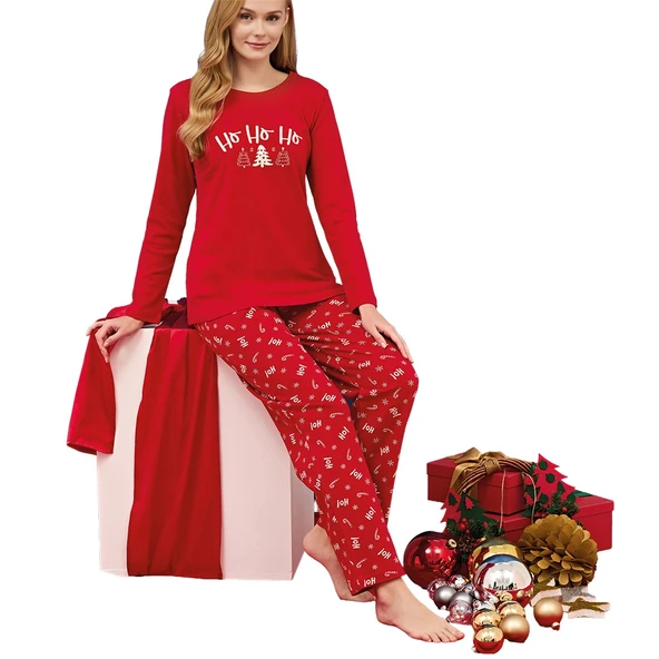 Over Sleep 3257 Kadın Yılbaşı Pijama Takımı ürün görseli 1