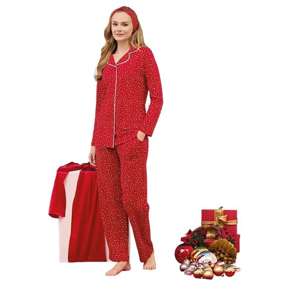 Over Sleep 3255 Kadın Önü Düğmeli Yı Pijama Takımı ürün görseli 1