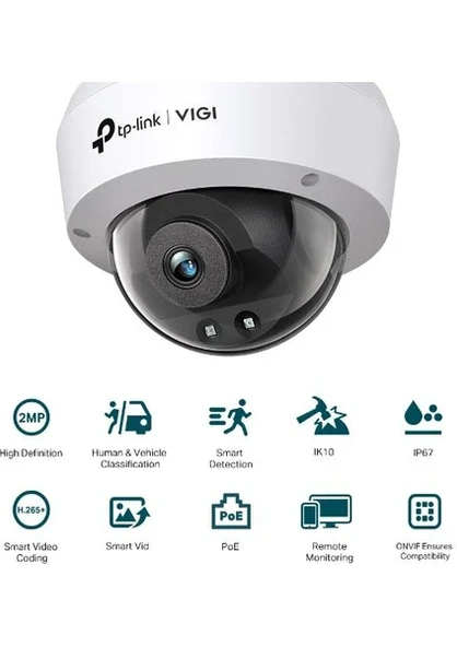 TP-Link VIGI 4'LÜ KAMERA SETİ / PoE C320I 2.8mm - 4mm BULLET KAMERA / PoE C220I 2,8mm - 4mm DOME KAMERA / NVR1008H-8P PoE 8 Kanal NVR Kayıt Cihazı - Resim 4