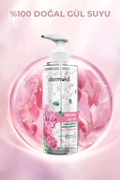 Dermokil %100 Doğal Gül Suyu Canlandırıcı Nemlendirici Yüz Temizleme Jeli - Resim 2