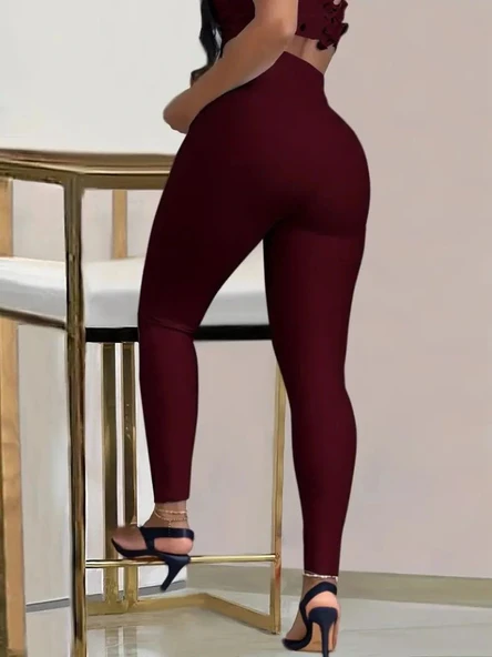 MDB Kadın Yüksek Bel Belden Toka Detaylı Dalgıç Tayt - Resim 3