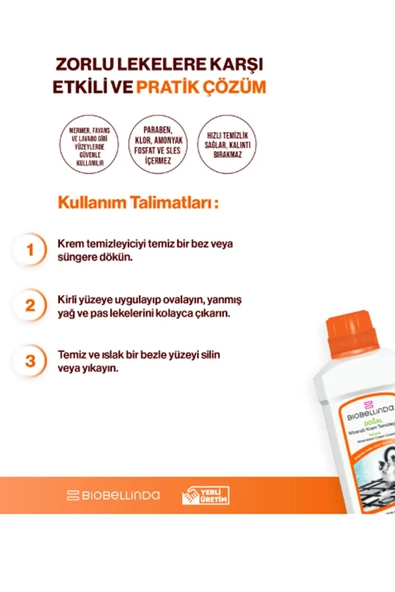 Biobellinda Mineralli Krem Temizleyici 1050 G/700 Ml x 2 Adet - Resim 4