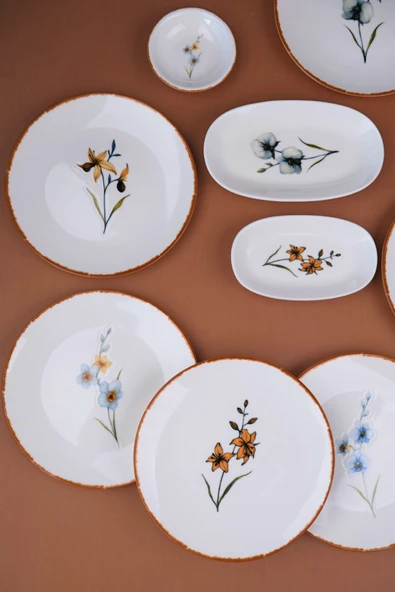 Tabak Evi Porselen Azelya Kahvaltı ve İkram Takımı 6 Kişilik 14 Parça - Resim 4