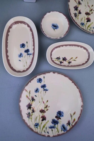 Tabak Evi Porselen Morden Kahvaltı ve İkram Takımı 6 Kişilik 14 Parça - Resim 2