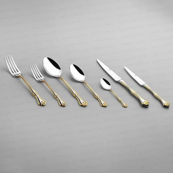 Nehir Lalezar Altın 12 Adet Pasta Bıçak Takımı - Resim 3