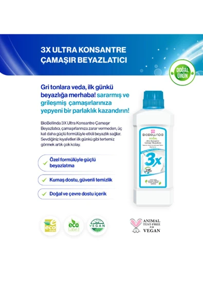Biobellinda 3X Ultra Konsantre Çamaşır Beyazlatıcı 750 G x 2 Adet - Resim 3