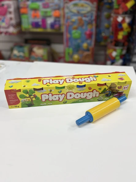 6'lı Çok Renkli Oyun Hamuru ve Merdanesi Oyun Seti ürün görseli 1