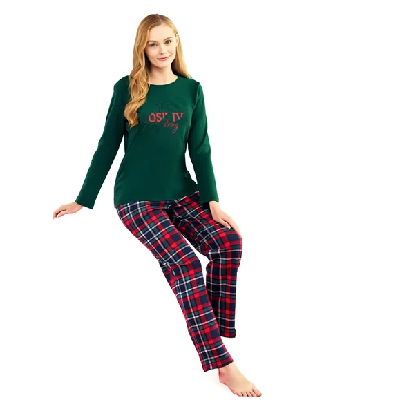 Over Sleep 3252 Kadın Eşli Yılbaşı Pijama Takımı ürün görseli 1