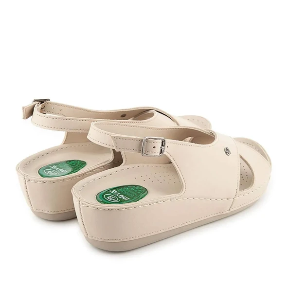 Muya Ingane 35207 Anatomik Kadın Topuk Dikeni Sandalet Krem - Resim 4