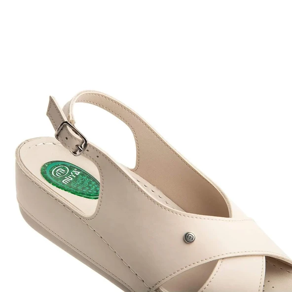 Muya Ingane 35207 Anatomik Kadın Topuk Dikeni Sandalet Krem - Resim 3
