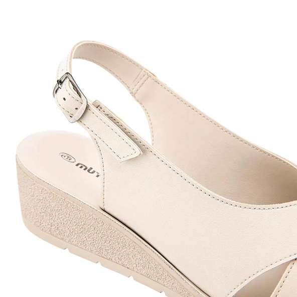 Muya Vienza 31028 Anatomik Kadın Sandalet Full Krem - Resim 3