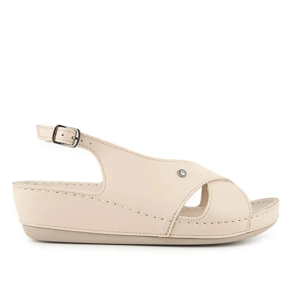 Muya Ingane 35207 Anatomik Kadın Topuk Dikeni Sandalet Krem - Resim 2