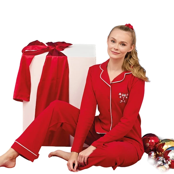 Over Sleep 3254 Kadın Önü Düğmeli Yı Pijama Takımı ürün görseli 1