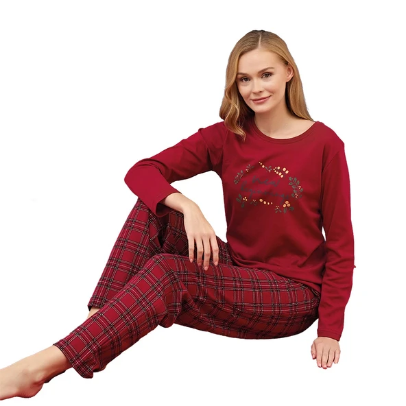 Over Sleep 3258 Kadın Yılbaşı Pijama Takımı ürün görseli 1