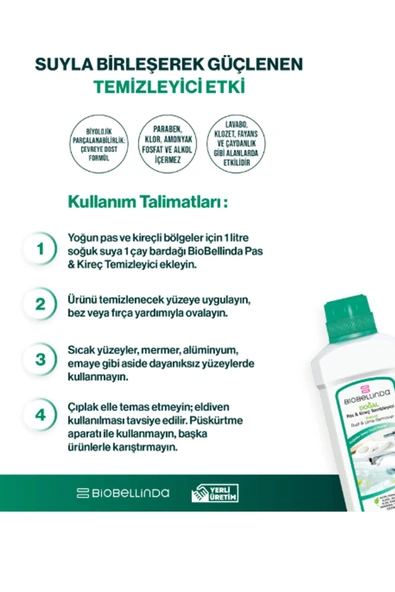 Biobellinda Pas & Kireç Temizleyici 750 Ml x 2 Adet - Resim 4