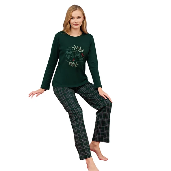 Over Sleep 3261 Kadın Yılbaşı Pijama Takımı ürün görseli 1