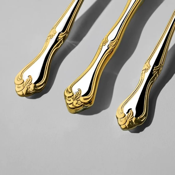 Nehir Lalezar Altın 12 Adet Pasta Bıçak Takımı - Resim 2