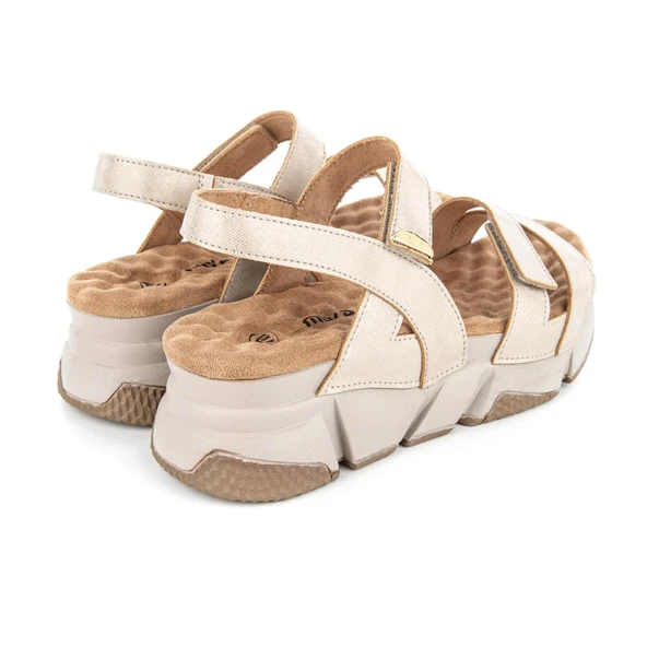 Muya Olimba 34201 Kadın Memory Foam Sandalet Bej - Resim 4