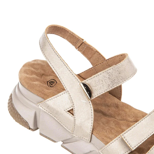 Muya Olimba 34201 Kadın Memory Foam Sandalet Bej - Resim 3