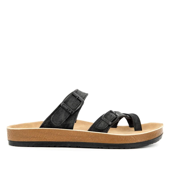 Muya Anny 31030 Anatomik Parmak Arası Kadın Terlik Nubuk Siyah - Resim 2