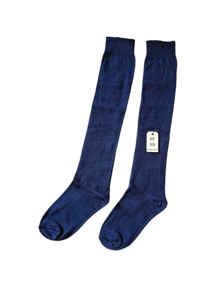 Anne Çorabı 2çift Dizaltı Kalın Sıcak Likralı Esnek Yünlü Kadın Çorap Rahat Uzun 36-40 Lacivert Gri - Resim 2