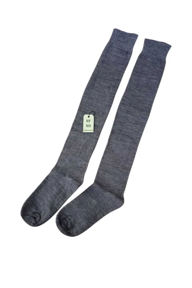 Anne Çorabı 2çift Dizaltı Kalın Sıcak Likralı Esnek Yünlü Kadın Çorap Rahat Uzun 36-40 Lacivert Gri - Resim 3