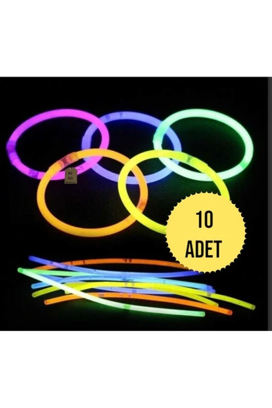 NEON FOSFORLU PARTİ ÇUBUK FOSFORLU BİLEKLİK KARANLIKTA PARLAYAN IŞIK 10 ÇUBUK+10 BAĞLANTI APARATI ürün görseli 1